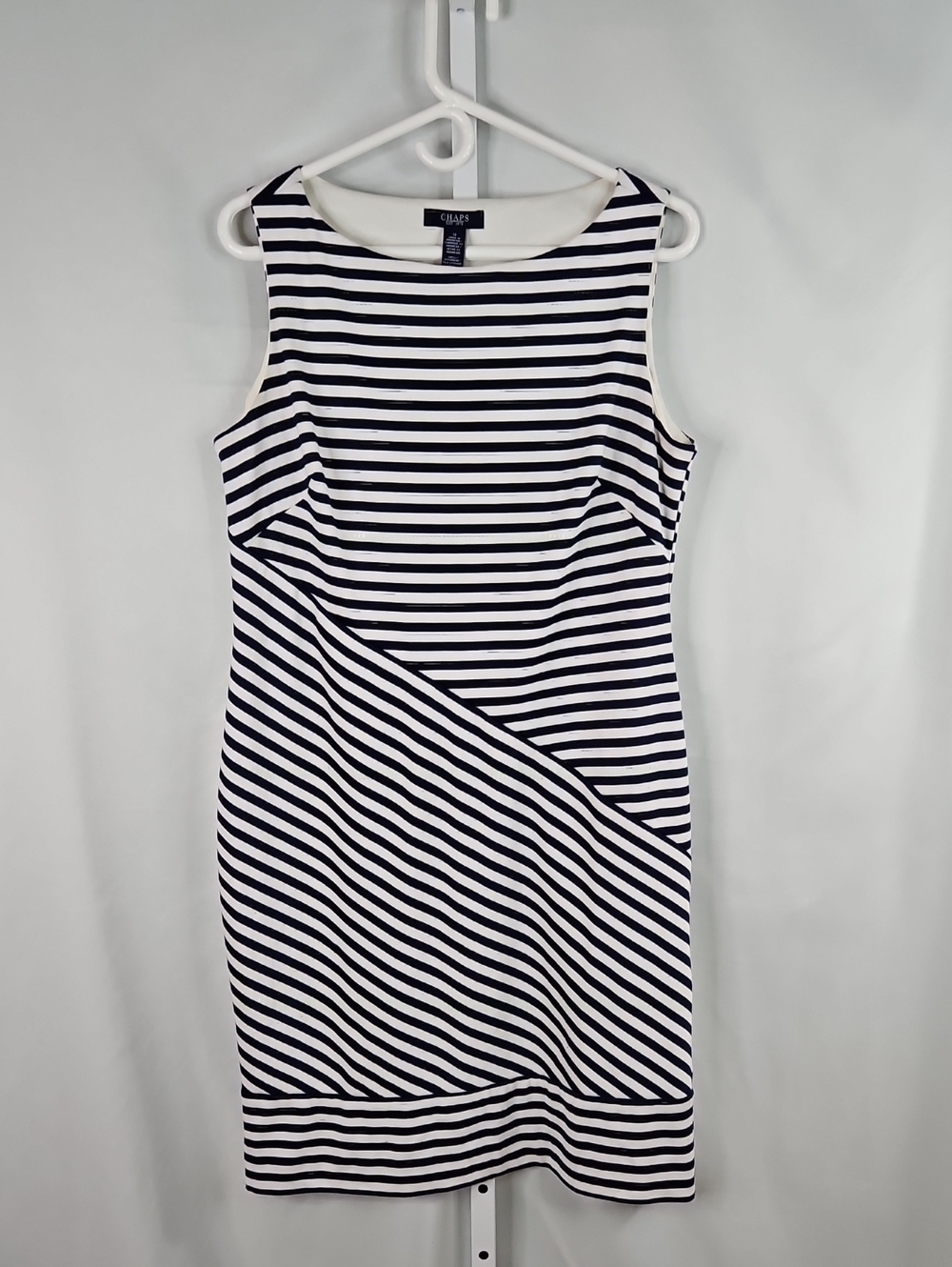 Chaps Navy and White Striped Midi Dress Size 12
